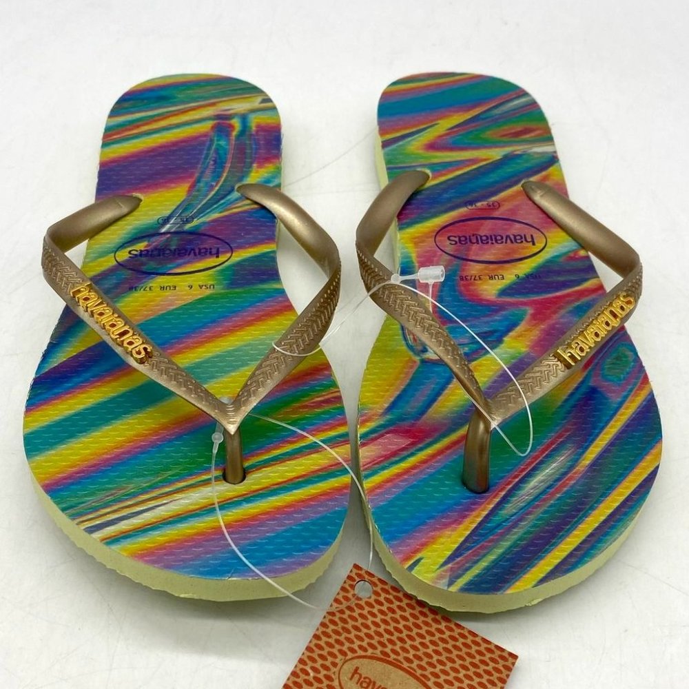 Havaianas Slim Iridescent Flip Flops Women's Size 6 / 35/36 BR